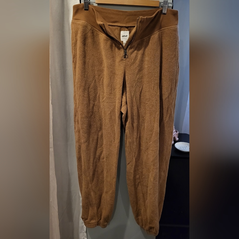 Womens Brown Sherpa Fleece Corset Joggers